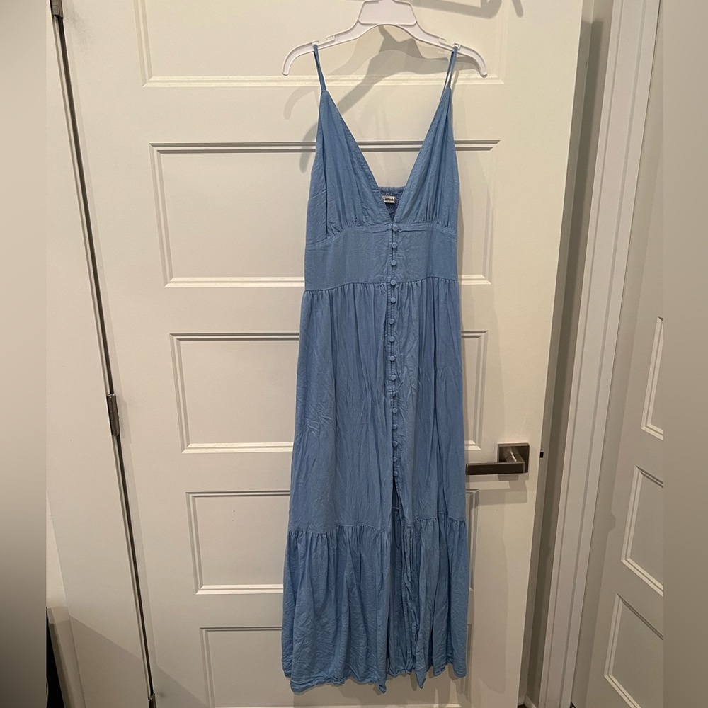 Blue linen button dress from Abercrombie